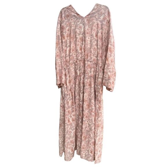 Vince Dahlia Print Long Sleeve Midi Dress in Lotus Shell NWT Size 2X - Picture 4 of 7